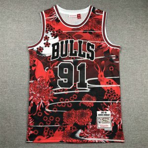 NBA 91 Rodman Bulls Rabbit Year Maillot brodé